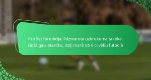 Pro Set formācija: līdzsvarota uzbrukuma taktika, ciešā gala elastība, dziļi maršruti 6 cilvēku futbolā