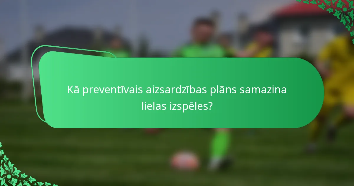 Kā preventīvais aizsardzības plāns samazina lielas izspēles?